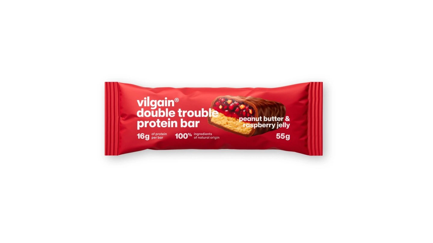 vilgain - double trouble protein bar - arašídové máslo/ malinový džem