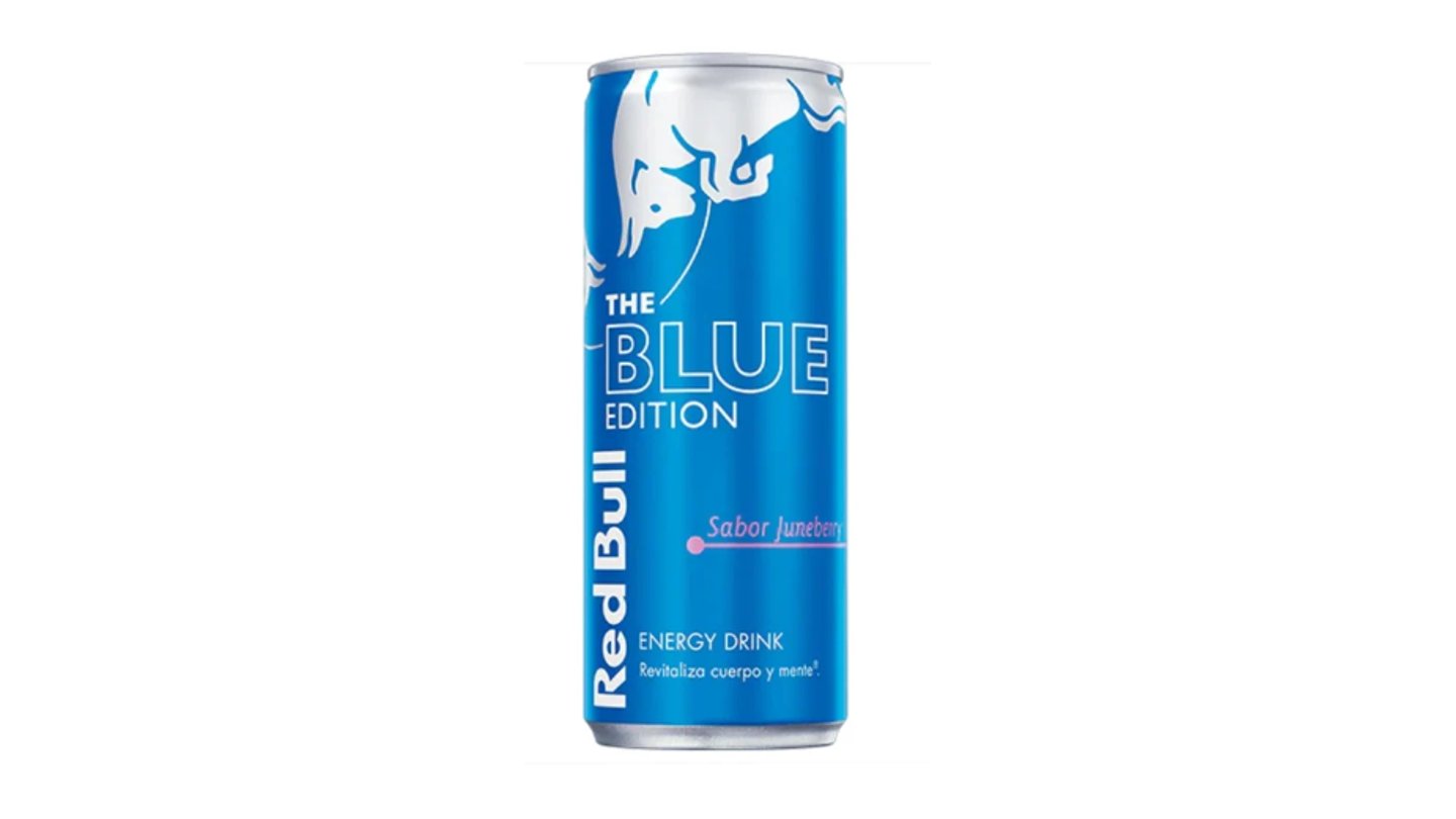 Red Bull The Blue Edition Juneberry 250ml -  energetický nápoj s osvěžující příchutí jahodových malin