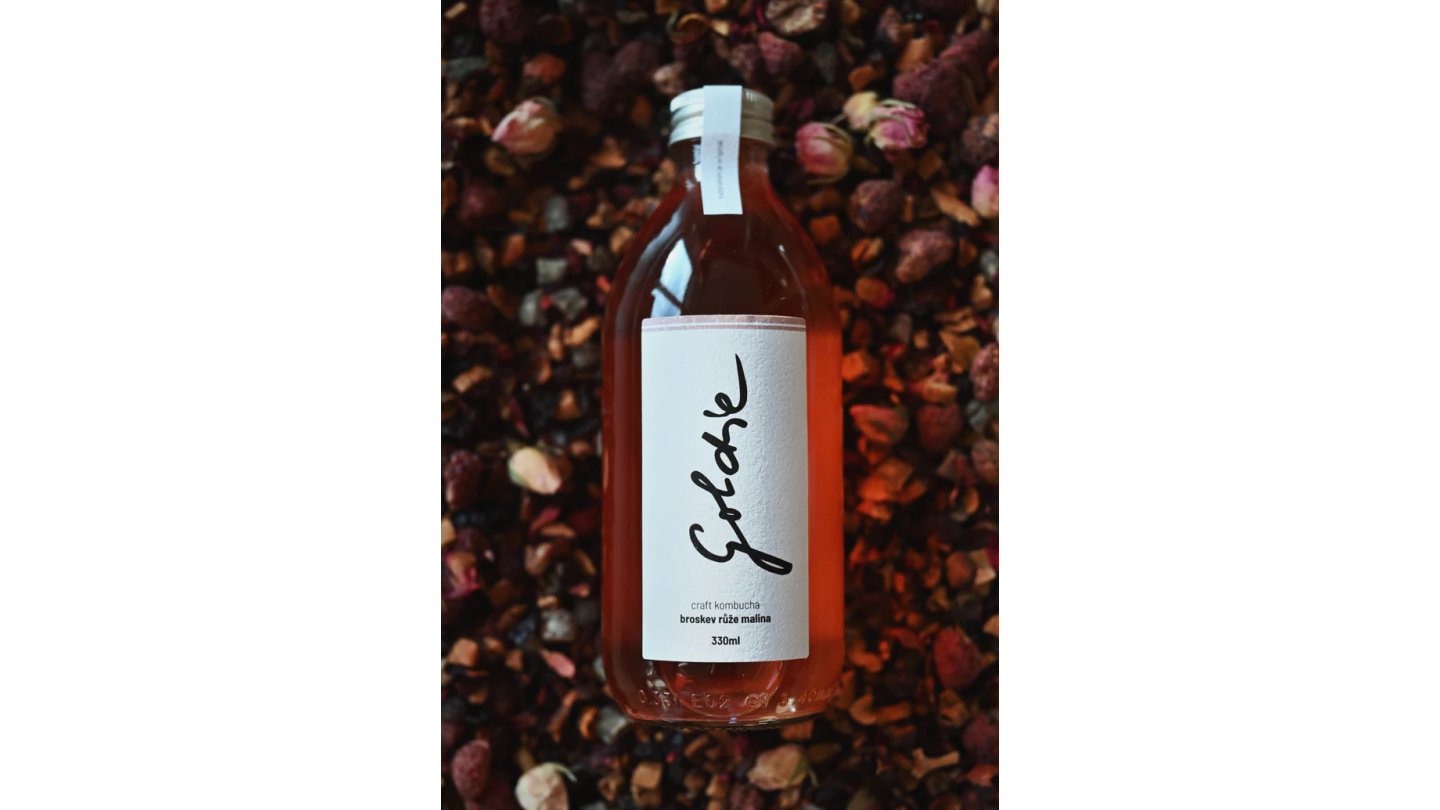 GOLDIE - kombucha z jihu Čech, broskev růže malina 330ml