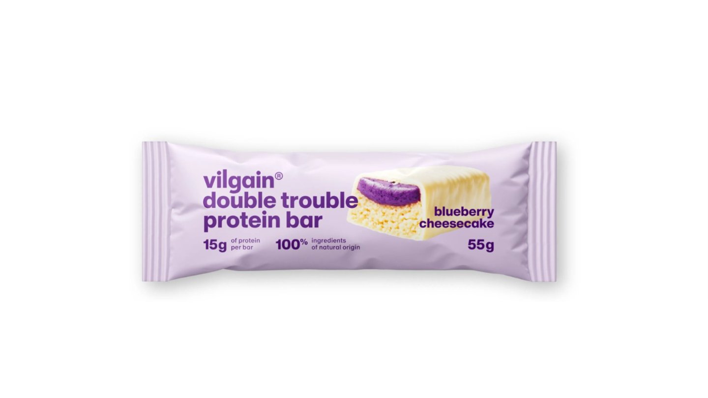 Vilgain Double Trouble Protein Bar - Borůvkový Cheesecake