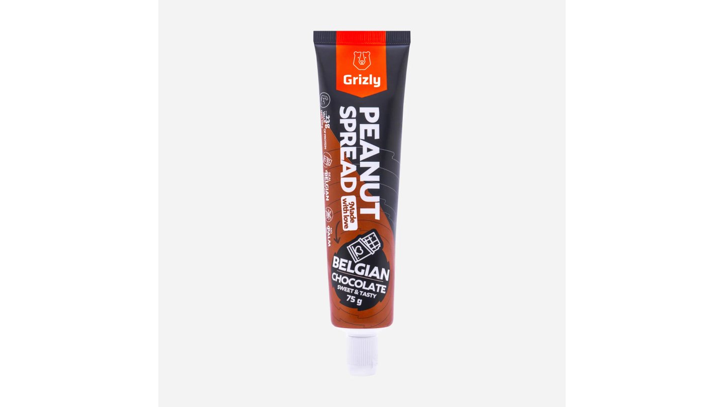 GRIZLY Arašídový krém s belgickou čokoládou v tubě, 75 g