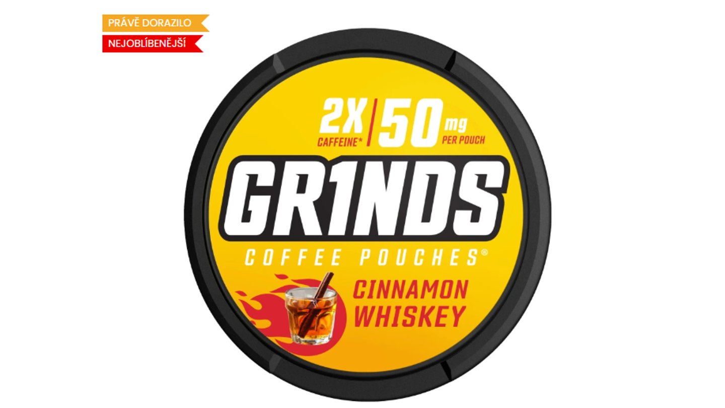 GRINDS 50mg CINNAMON WHISKEY Sladká skořice s příchutí whisky.