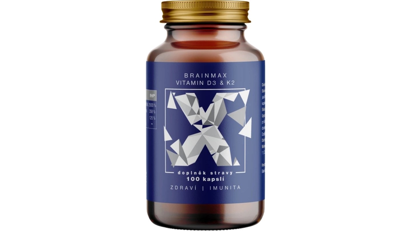 BrainMax Vitamin D3 & K2, D3 5000 IU / K2 jako MK7 all-trans K2VITAL®DELTA 150 mcg, 100 rostlinných kapslí