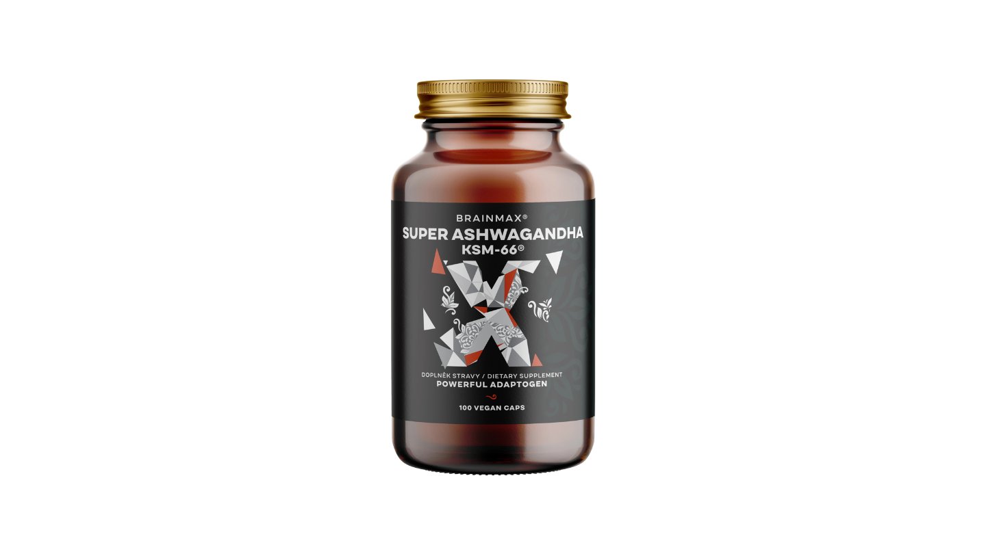 BrainMax Super Ashwagandha® extrakt KSM-66®, Ašvaganda extrakt, 100 rostlinných kapslí