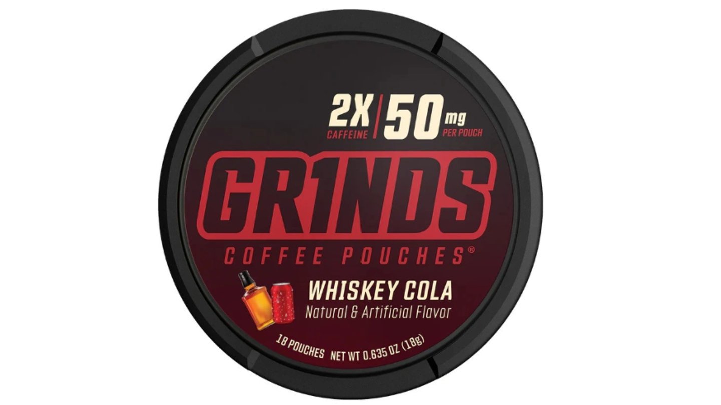 GRINDS 50mg WHISKEY COLA Jemně hřejivá whiskey a sladká kola BEZ NIKOTINU A TABÁKU ✓
