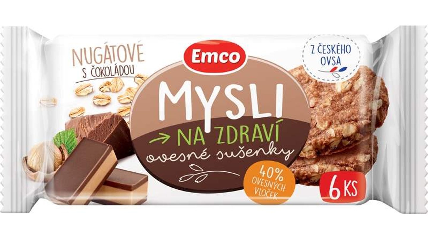 Emco Mysli Na Zdraví Ovesné sušenky nugátové s čokoládou 60g