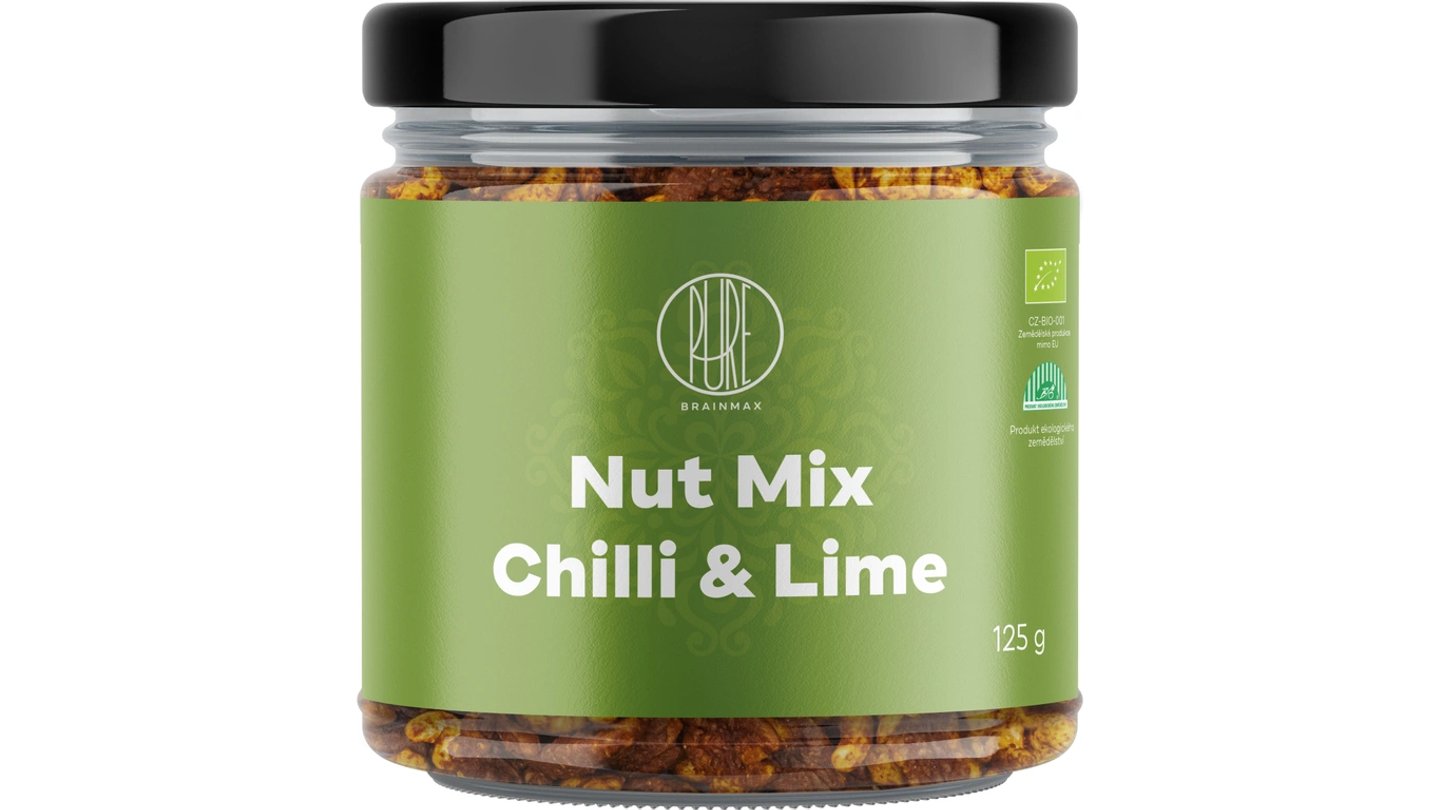 BrainMax Pure® Směs ořechů, Chilli & Limetka, BIO, 125 g