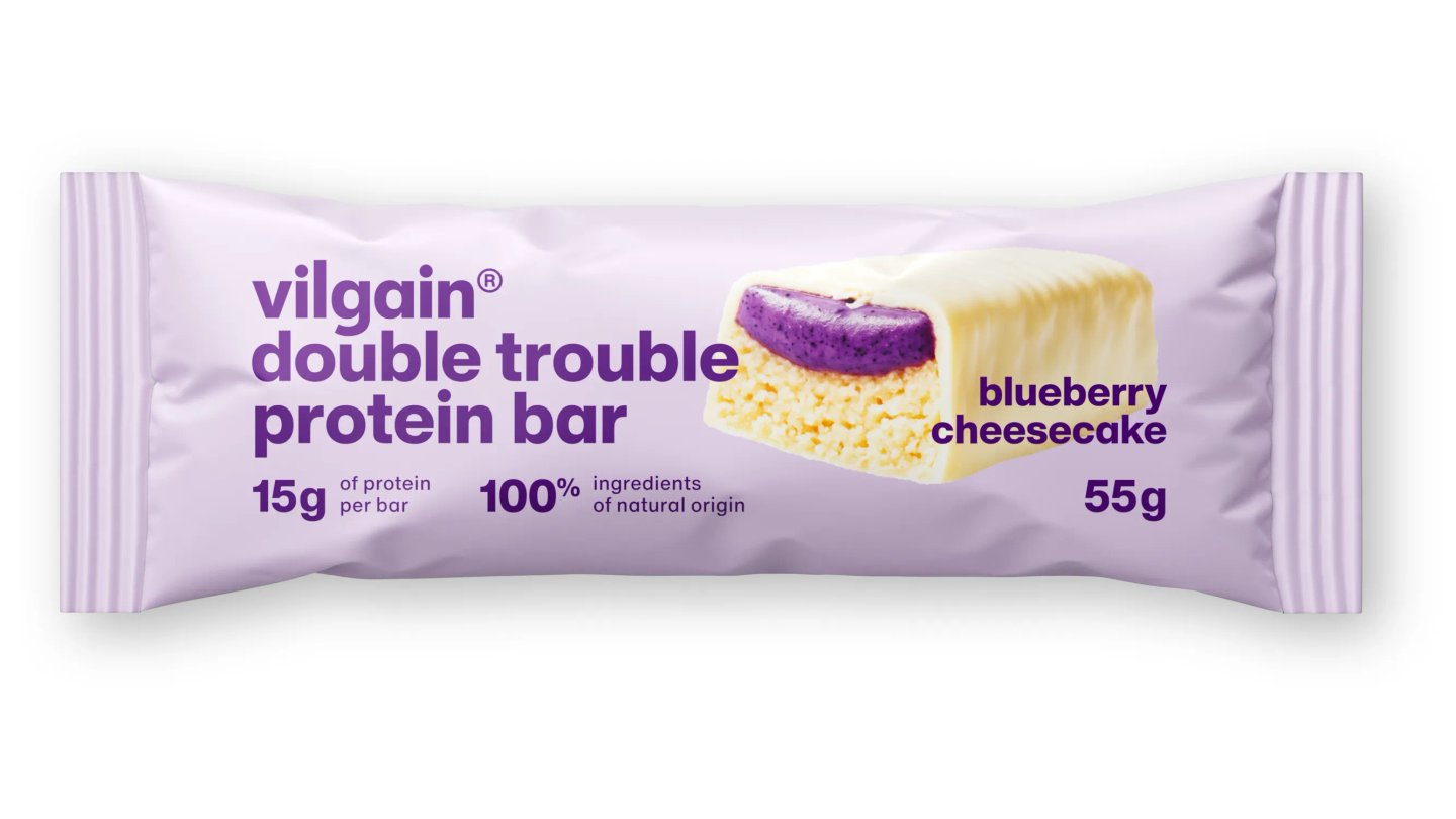 Double Trouble Protein Bar borůvkový cheesecake 55g