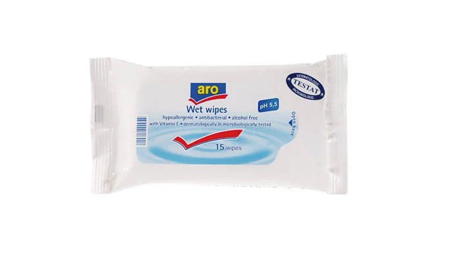 ARO vlhčené antibakteriálne obrúsky 15ks