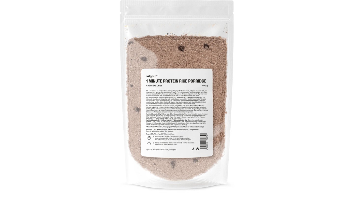 Minútová proteínová ryžová kaša - Chocolate chip