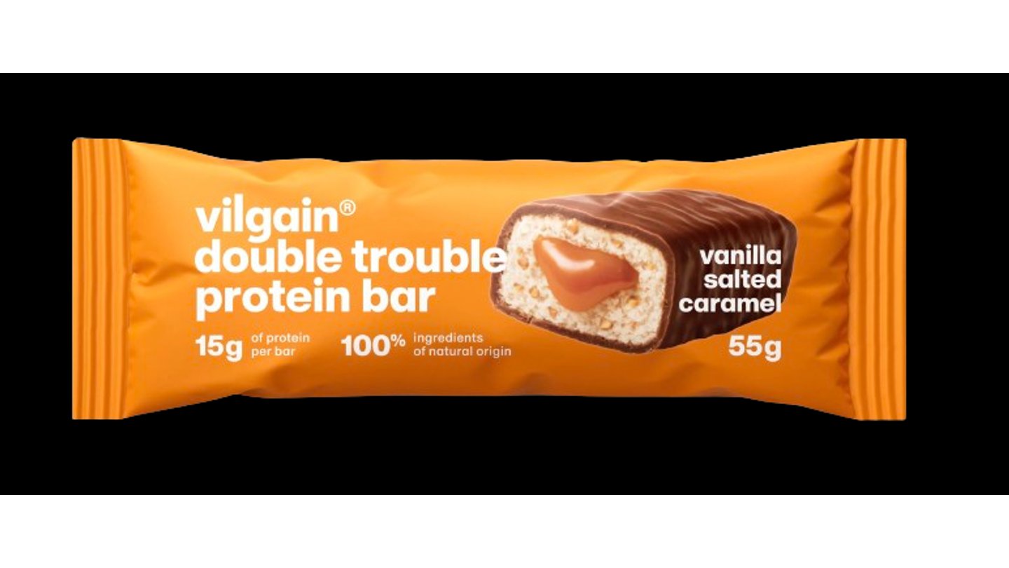 Vilgain Double Trouble Protein Bar vanilka se slaným karamelem 55 g
