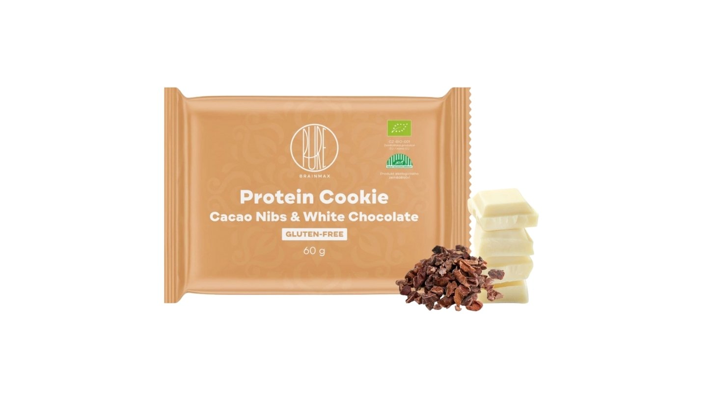 BrainMax Pure® Protein Cookie, Kakaové boby & Bílá čokoláda, BIO, 60 g