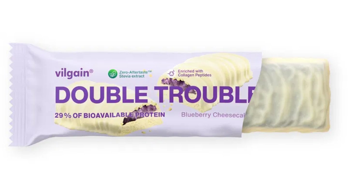 vilgain - double trouble protein bar - borůvkový cheesecake