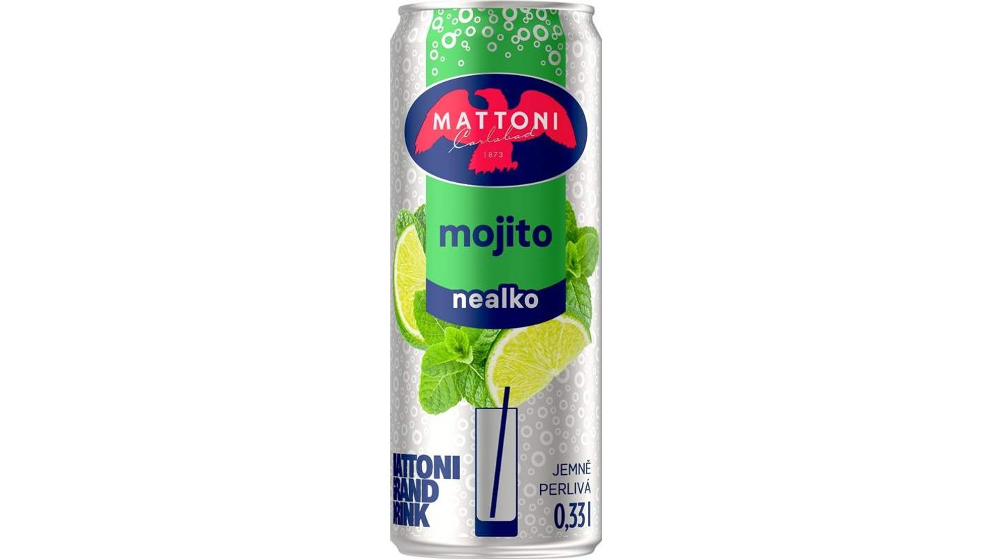 Mattoni Mojito Minerální voda citron+máta jemně perlivá 330ml plech