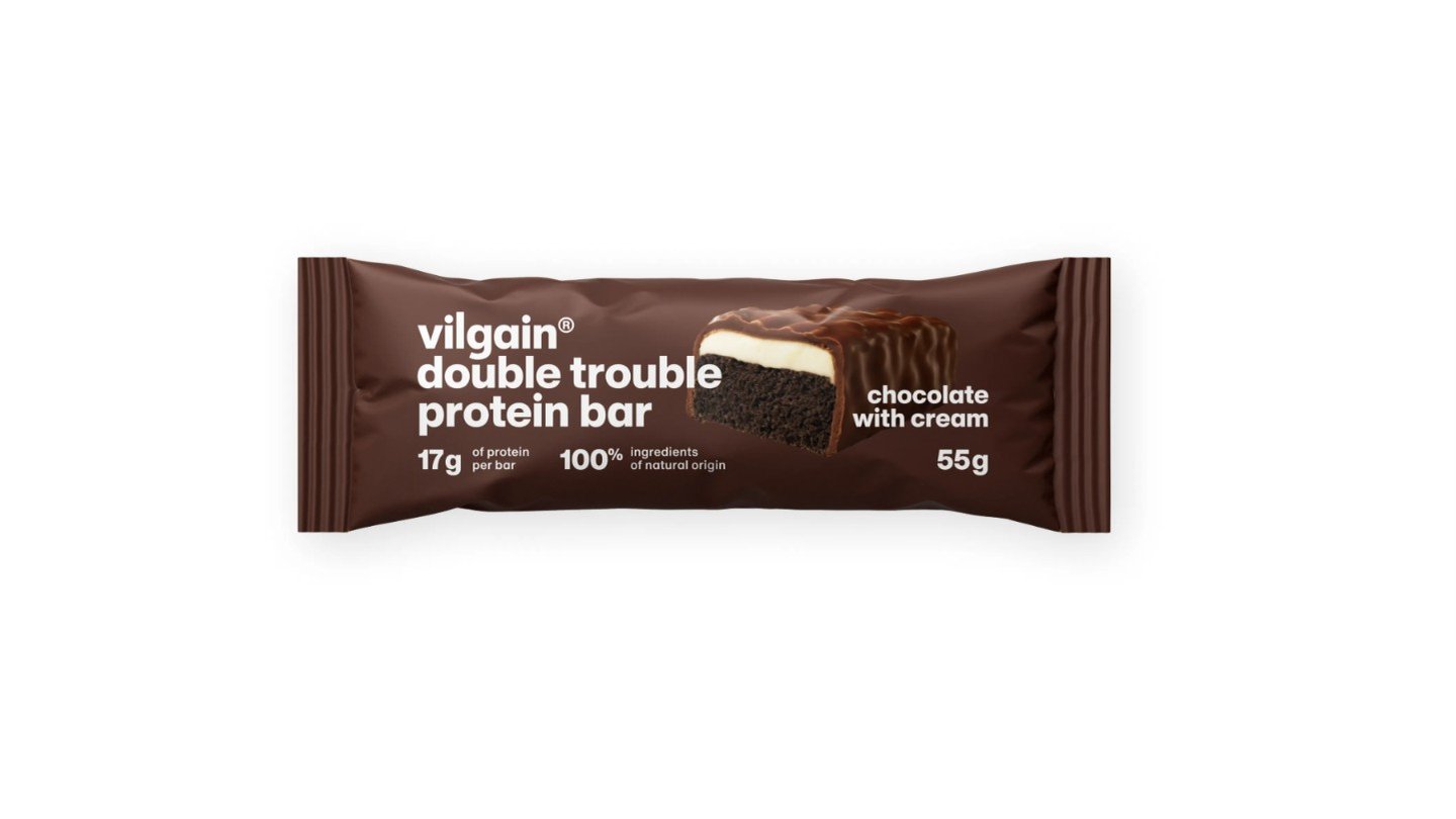 Vilgain Double Trouble Protein Bar - Dvojitá čokoláda s krémem 