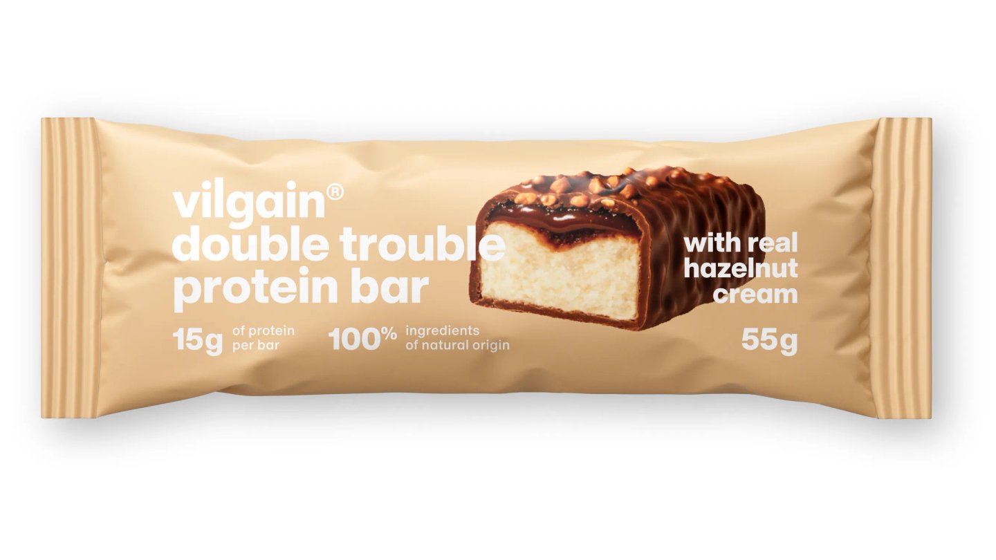 Double Trouble Protein Bar Lískooříškový krém s mléčnou čokoládou 55 g