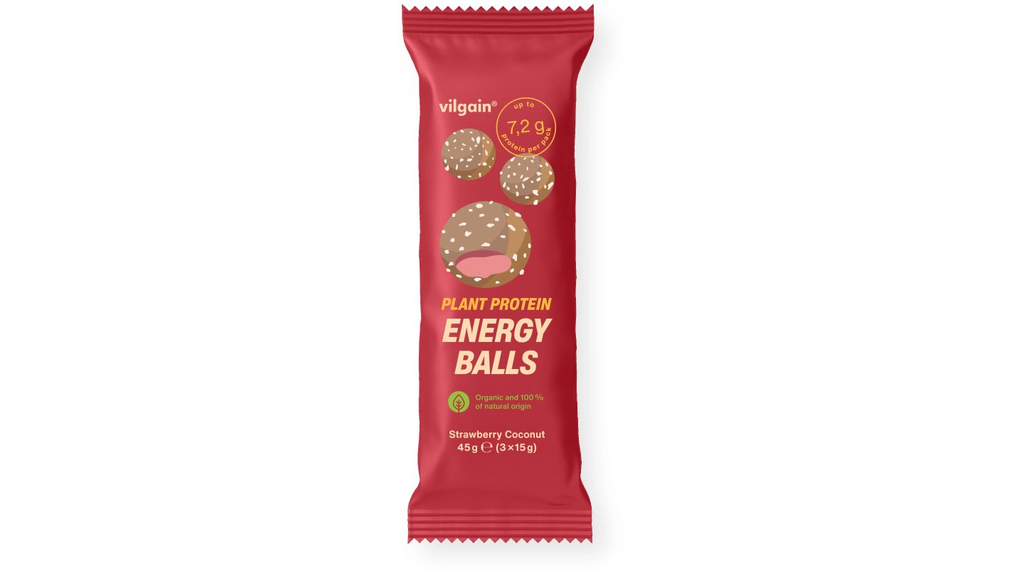 Plant Protein Energy Balls BIO – Jahoda s kokosem 45 g (3 x 15 g)
