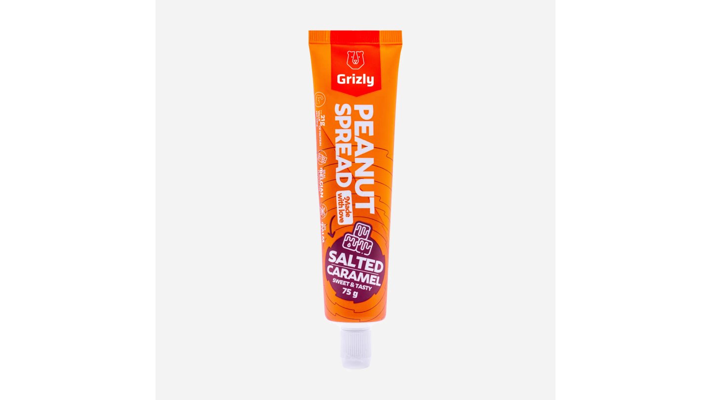 GRIZLY Arašídový krém slaný karamel v tubě, 75 g