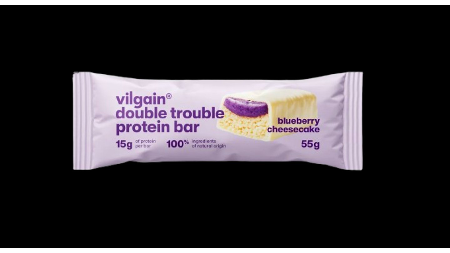 Vilgain Double Trouble Protein Bar borůvkový cheesecake 55 g