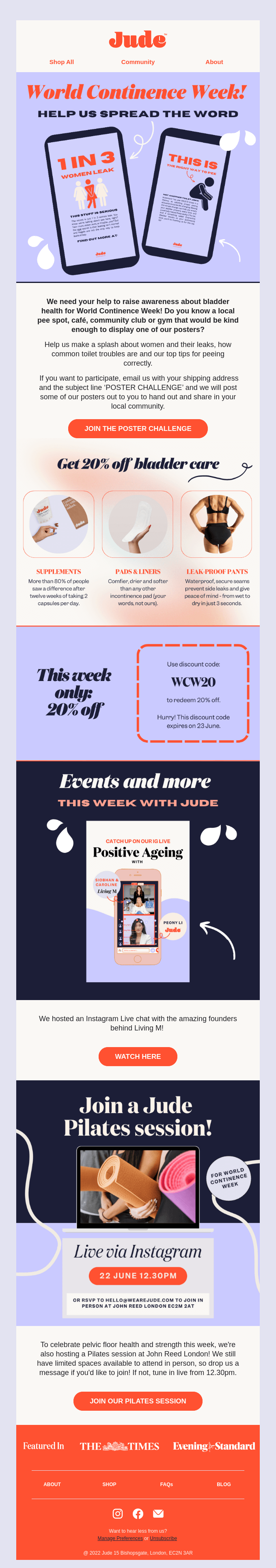 Celebrate World Continence Week 20 Off