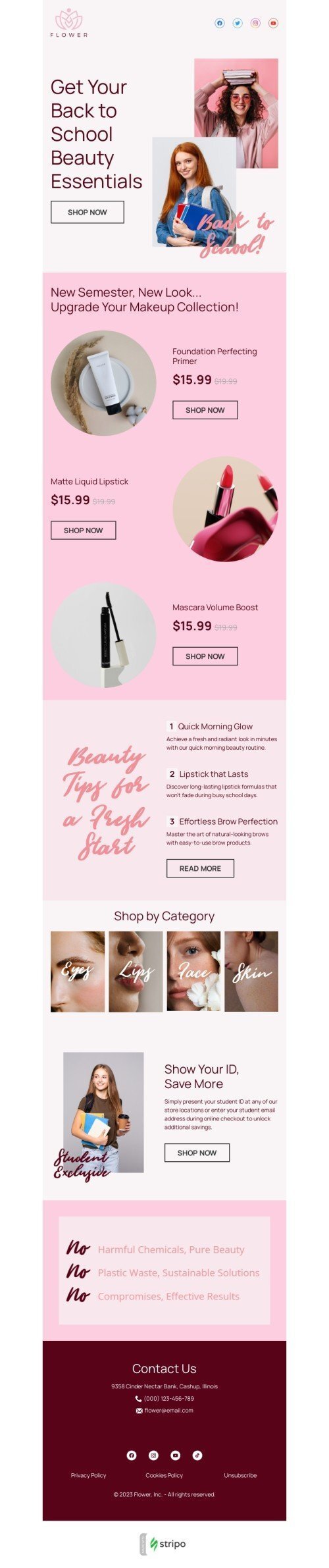 Back to school email template "New semester, new look" for beauty & personal care industry