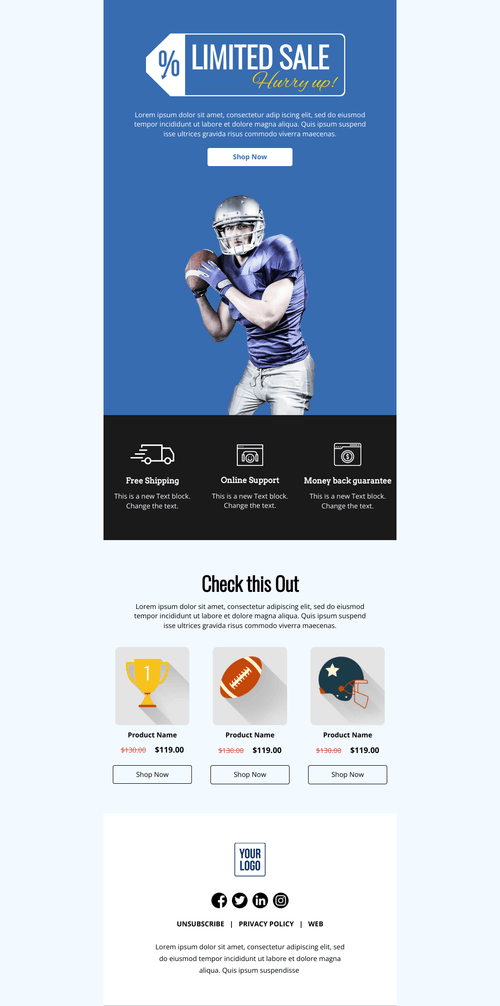 Super Bowl Bonus Point Email Template