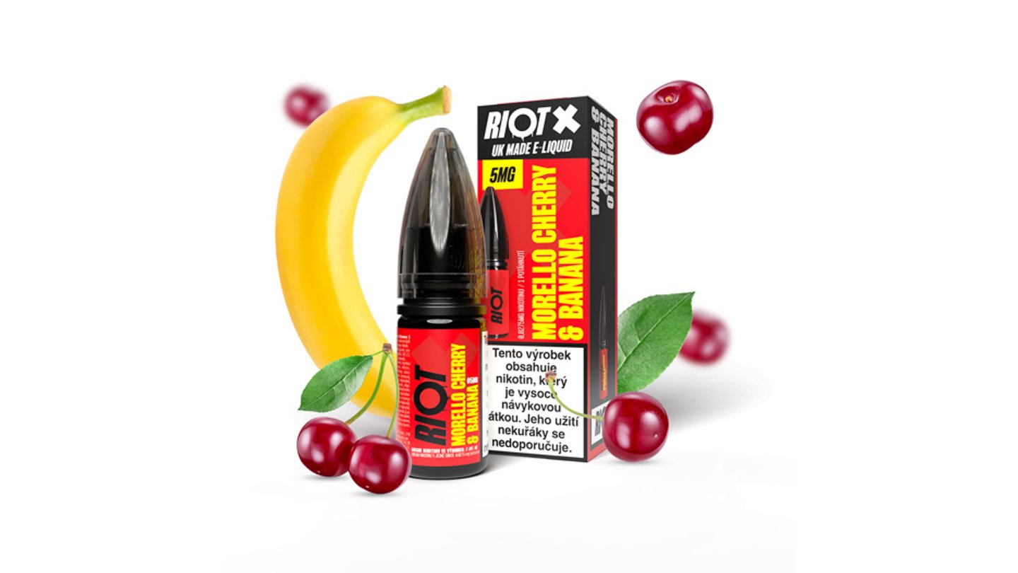 RIOT X Salt Kyselá višeň a banán 10ml 5mg