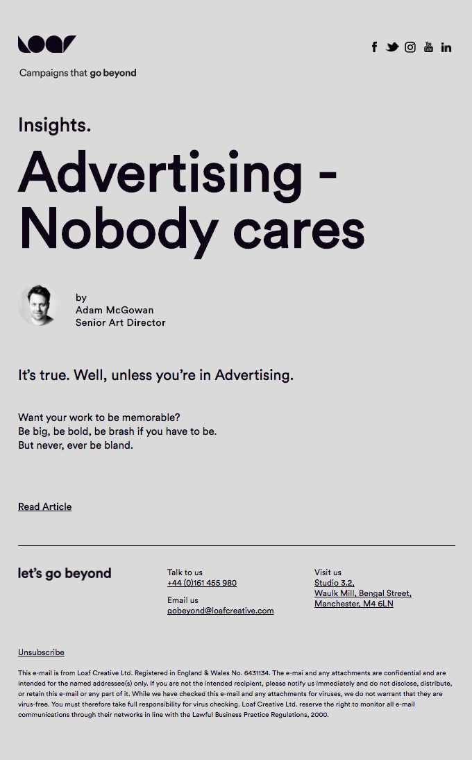 Advertising Nobody Cares