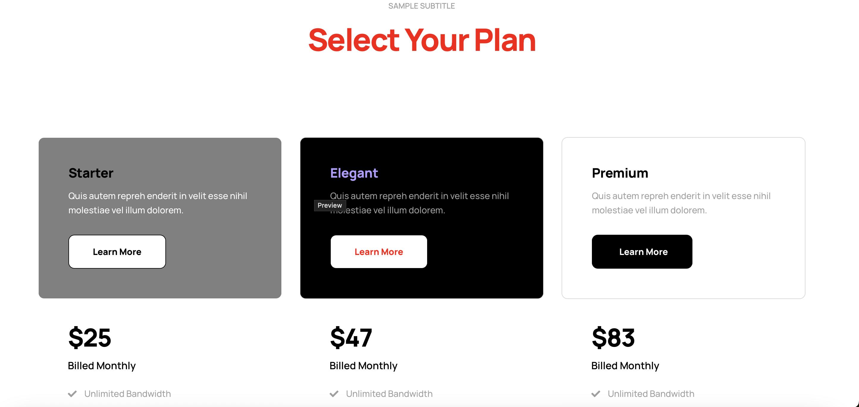 Pricing Table