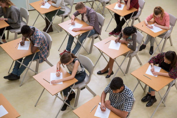 Students sitting for their GCSE exams in a UK secondary school.