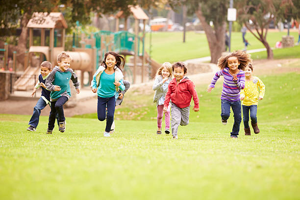 Children participating in outdoor physical activities to enhance motor skills and overall development.