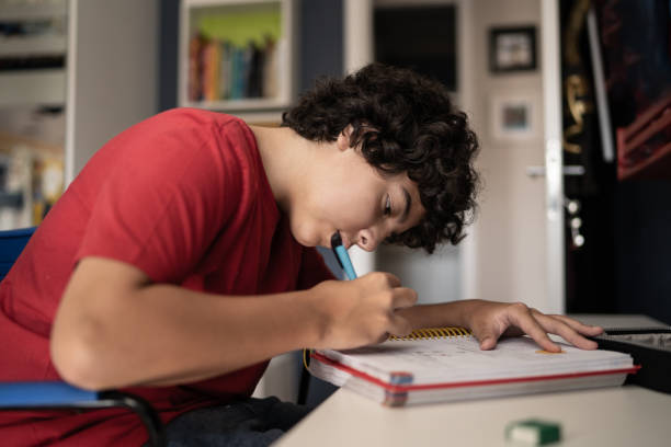 A middle school student writing in a journal to document strengths and interests.