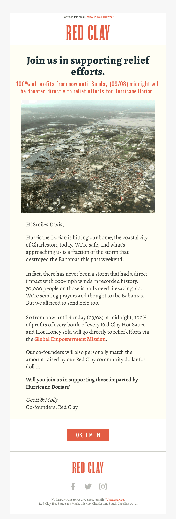 Join Us In Supporting Relief Efforts For Hurricane Dorian