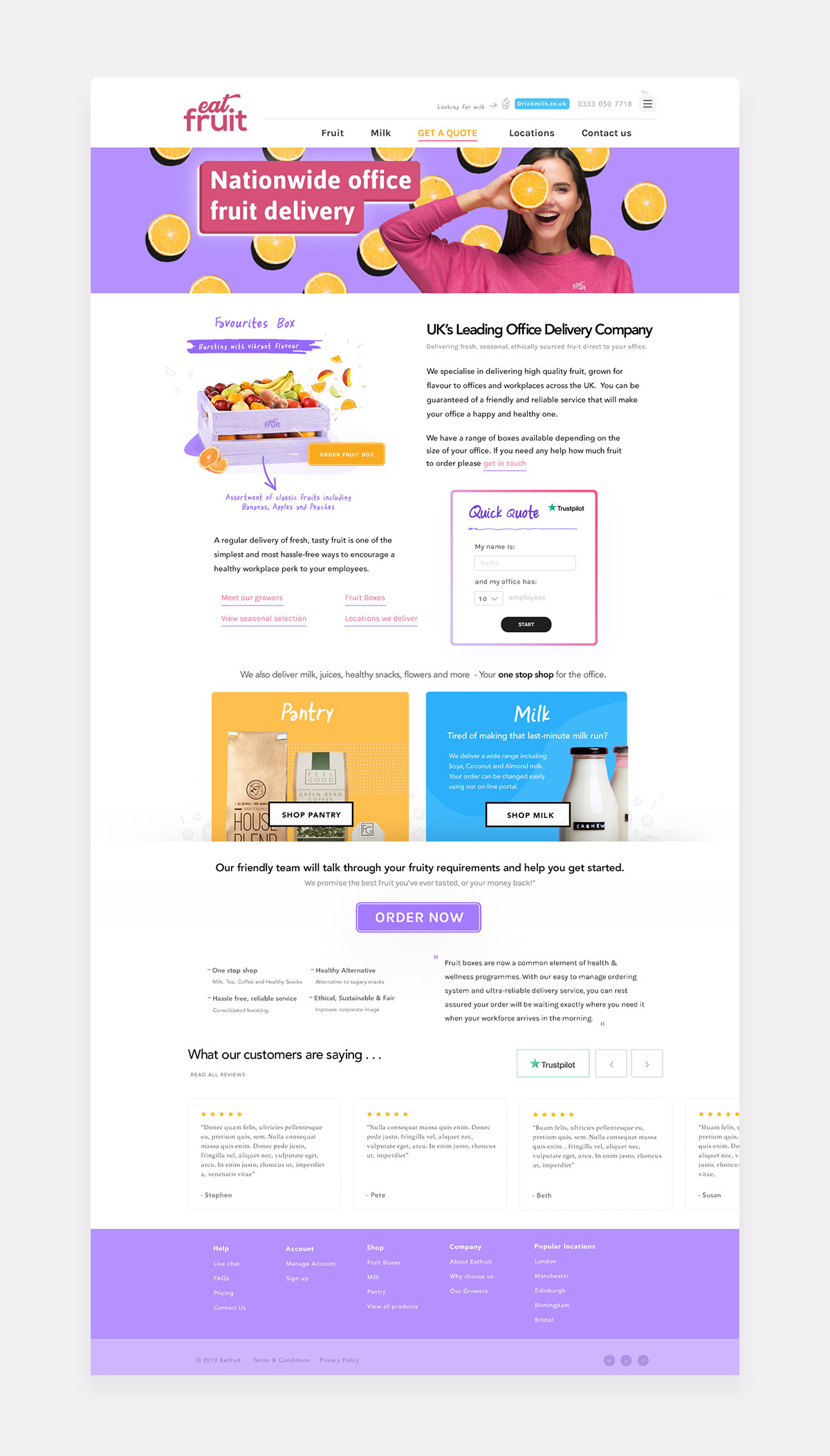 eatfruit case study full landing page with hero and footer