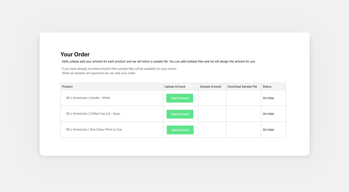 coffeecups case study artwork portal list view