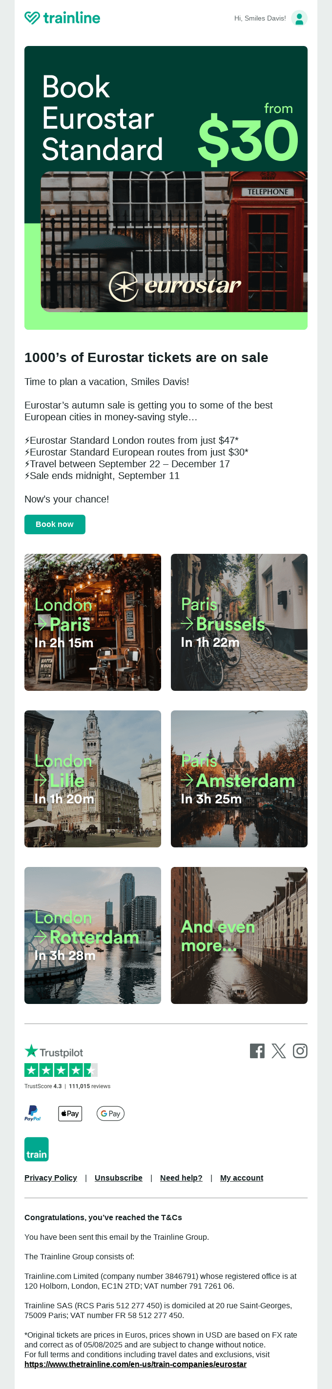 Now Live Eurostar Tickets