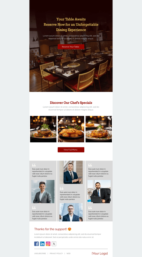 Restaurant Reservations Email Template