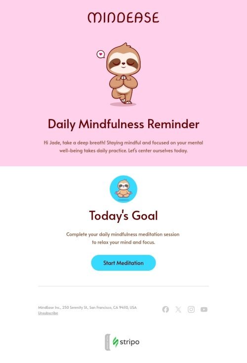 Activity reminder email template "Today's Goal" for health and wellness industry