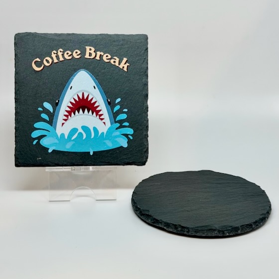 Natural Slate Coasters, Black Square 4-Inch (24-Pack)