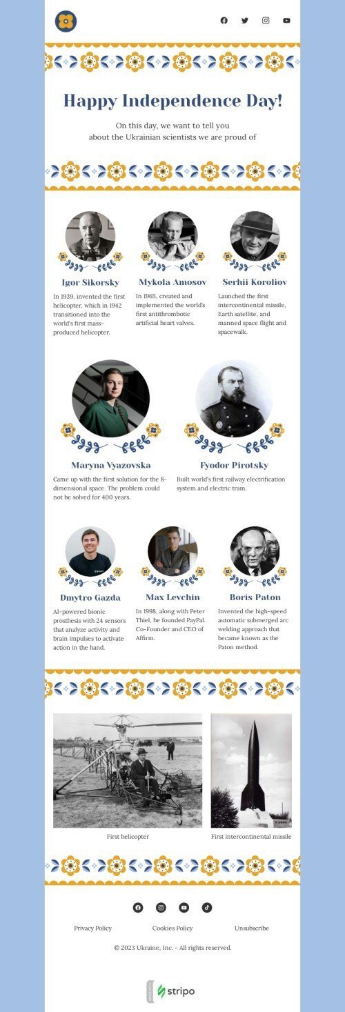 Independence Day of Ukraine email template "Ukrainian scientists" for nonprofit industry