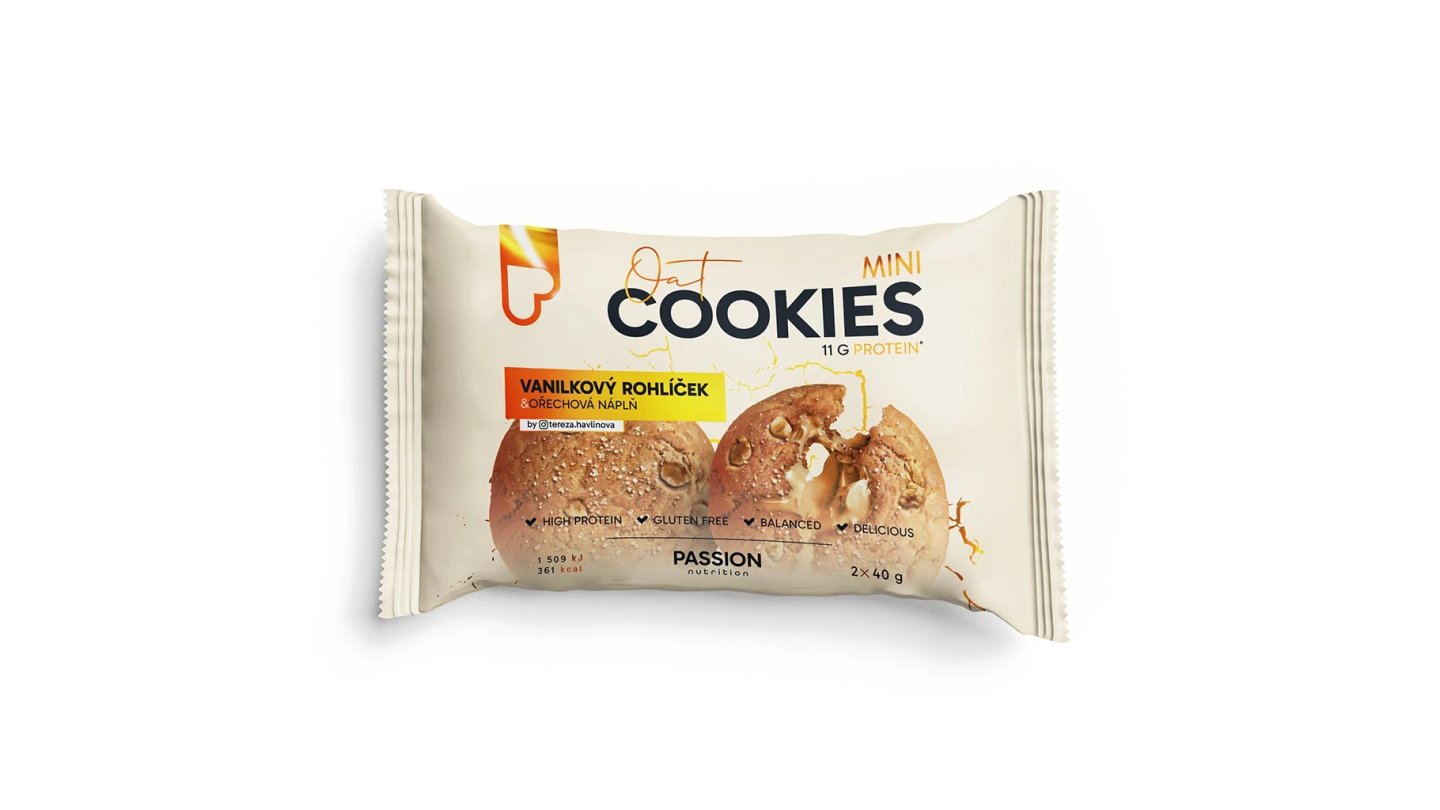 Passion Oat MPower Cookie Gain Mini 2x40g Vanilkový rohlíček