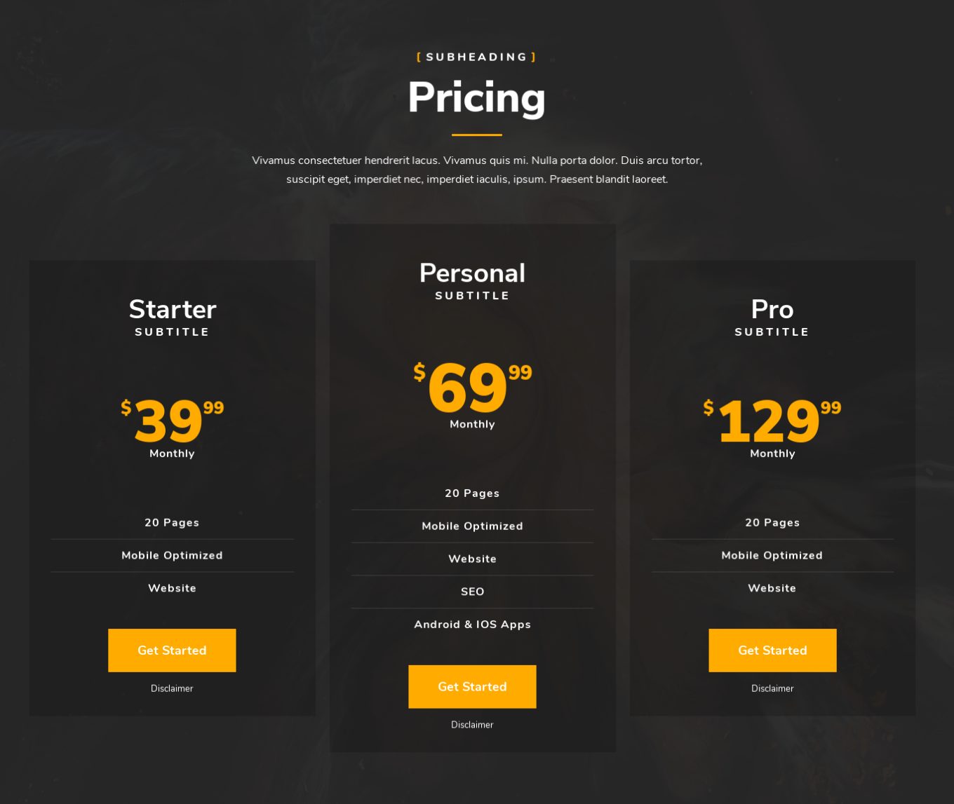 Pricing Table 3