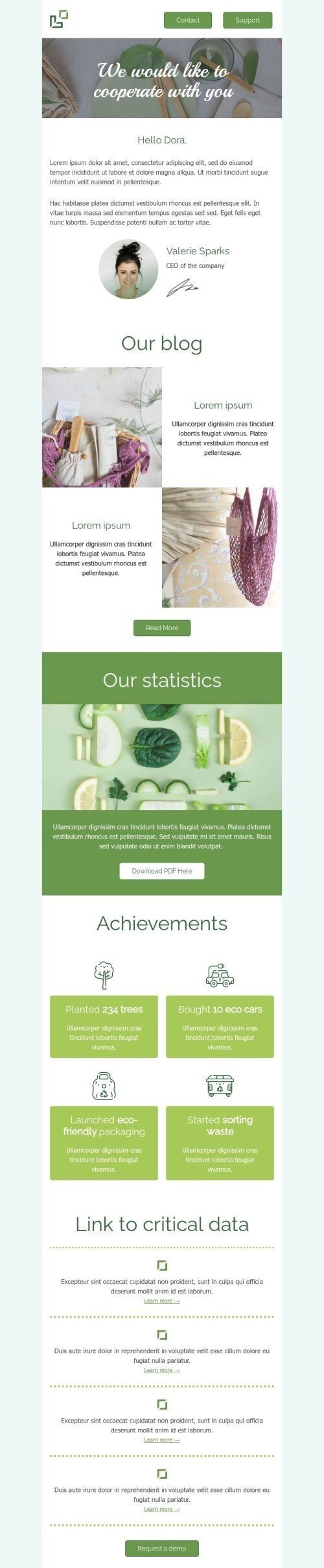 Outreach email template "We would like to cooperate with you" for organic & eco goods industry