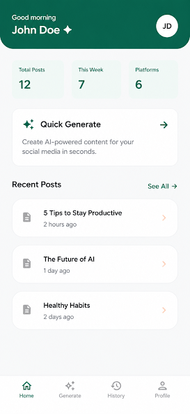 V ContentFlow AI - UI/UX Design, Mobile App Design, Mobile App Development, AI Integration, Prompt Engineering, API Development, Graphic Designing
