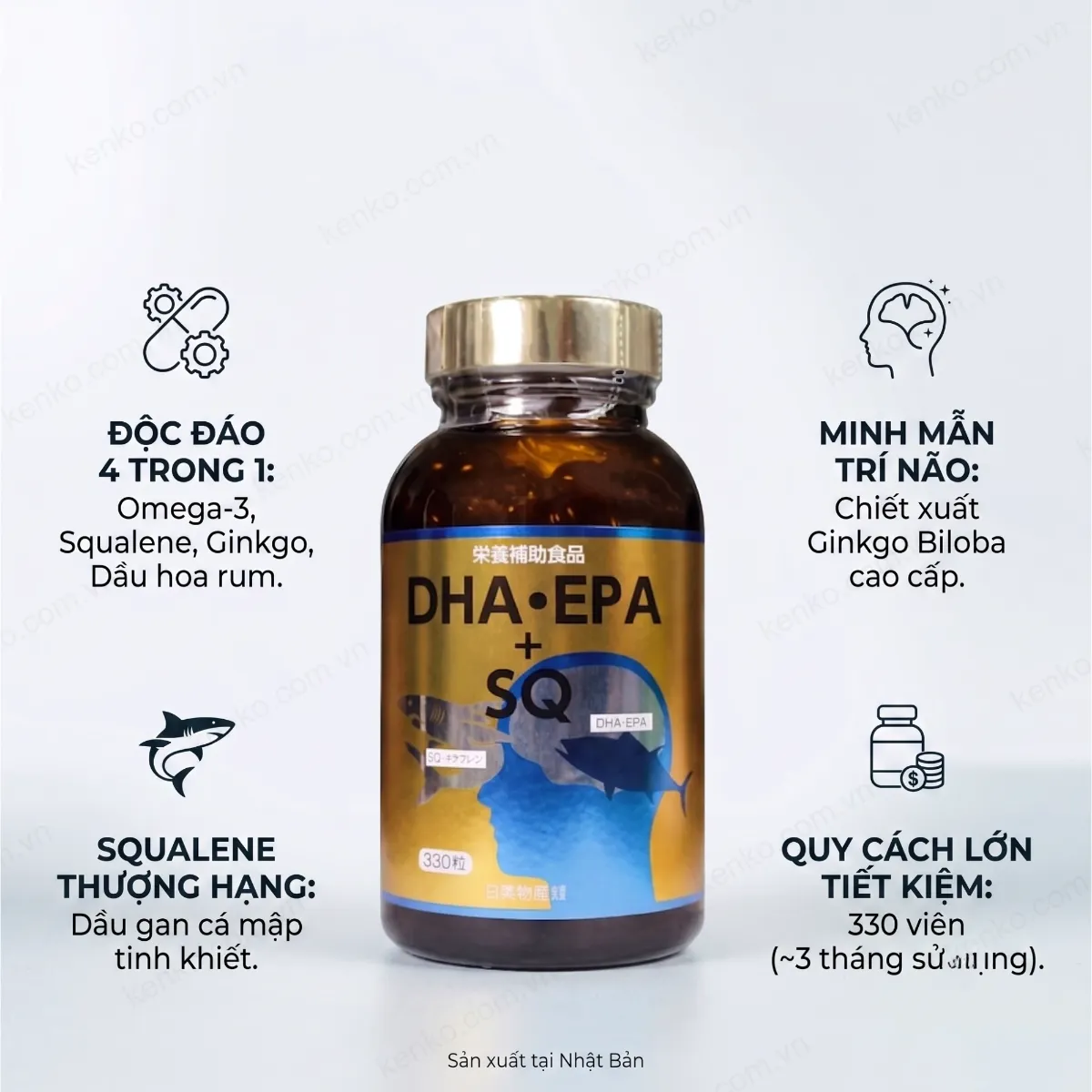 Viên uống dầu cá DHA + EPA(omega 3) + SQ 330 viên - Hình ảnh 4