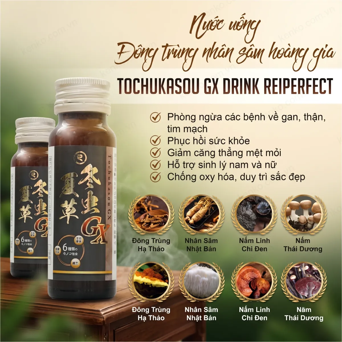 Nước Uống Đông Trùng Hạ Thảo Tochukasou GX Drink Reiperfect - Hình ảnh 3