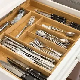 Multifunctional Big Bamboo Expandable Wooden Cutlery Drawer 3