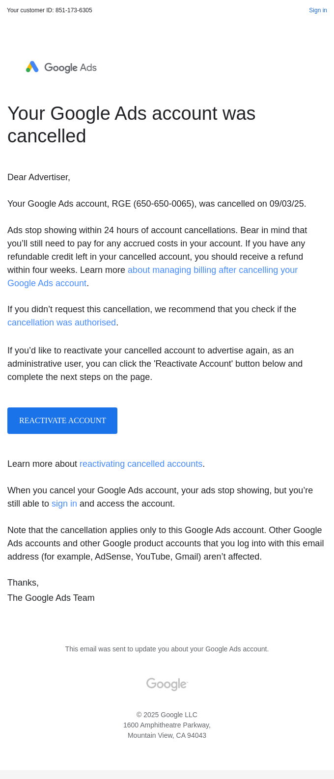 Your Google Ads Account Was Cancelled Smiles Davis