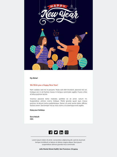 Happy New Year Email to Employee Email Template