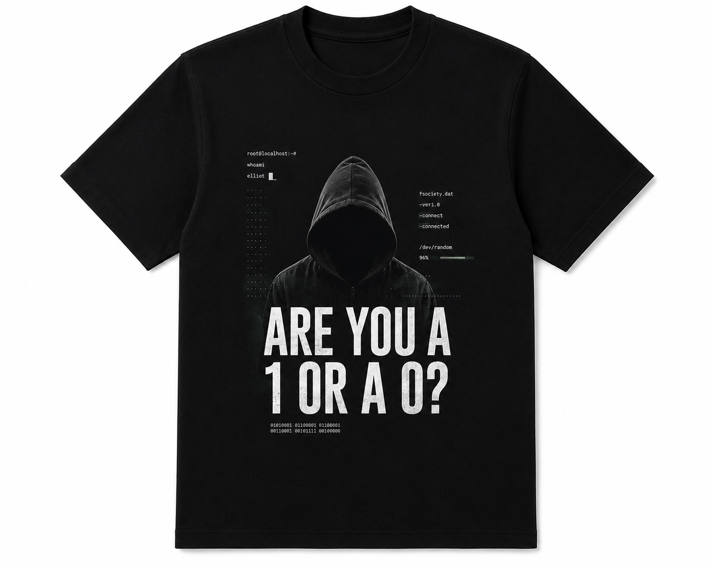 Mr Robot Are You A One Or A Zero Black Tee image